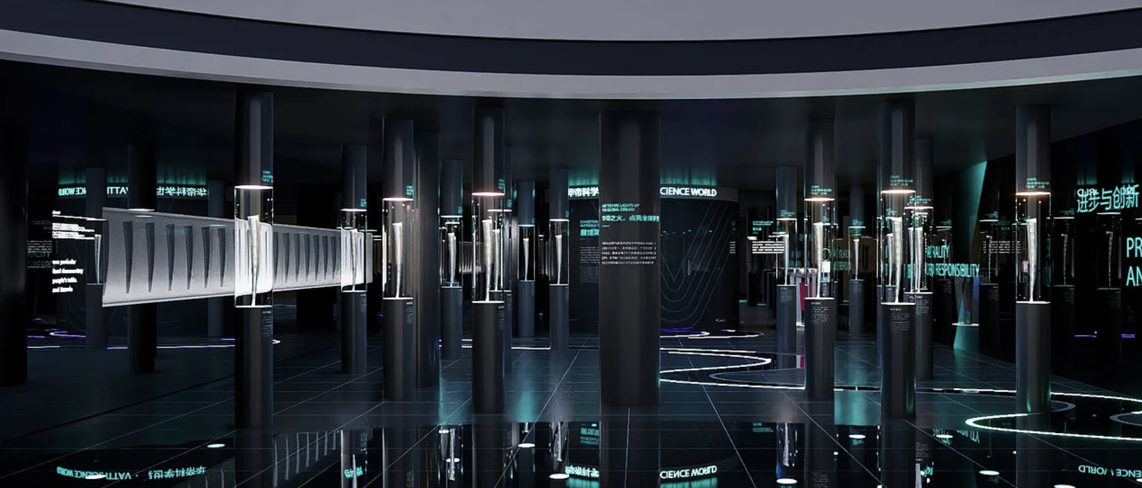 2026思威图数字干细胞展馆展厅设计中，利用互补色是创造意想不到效果的有效方法